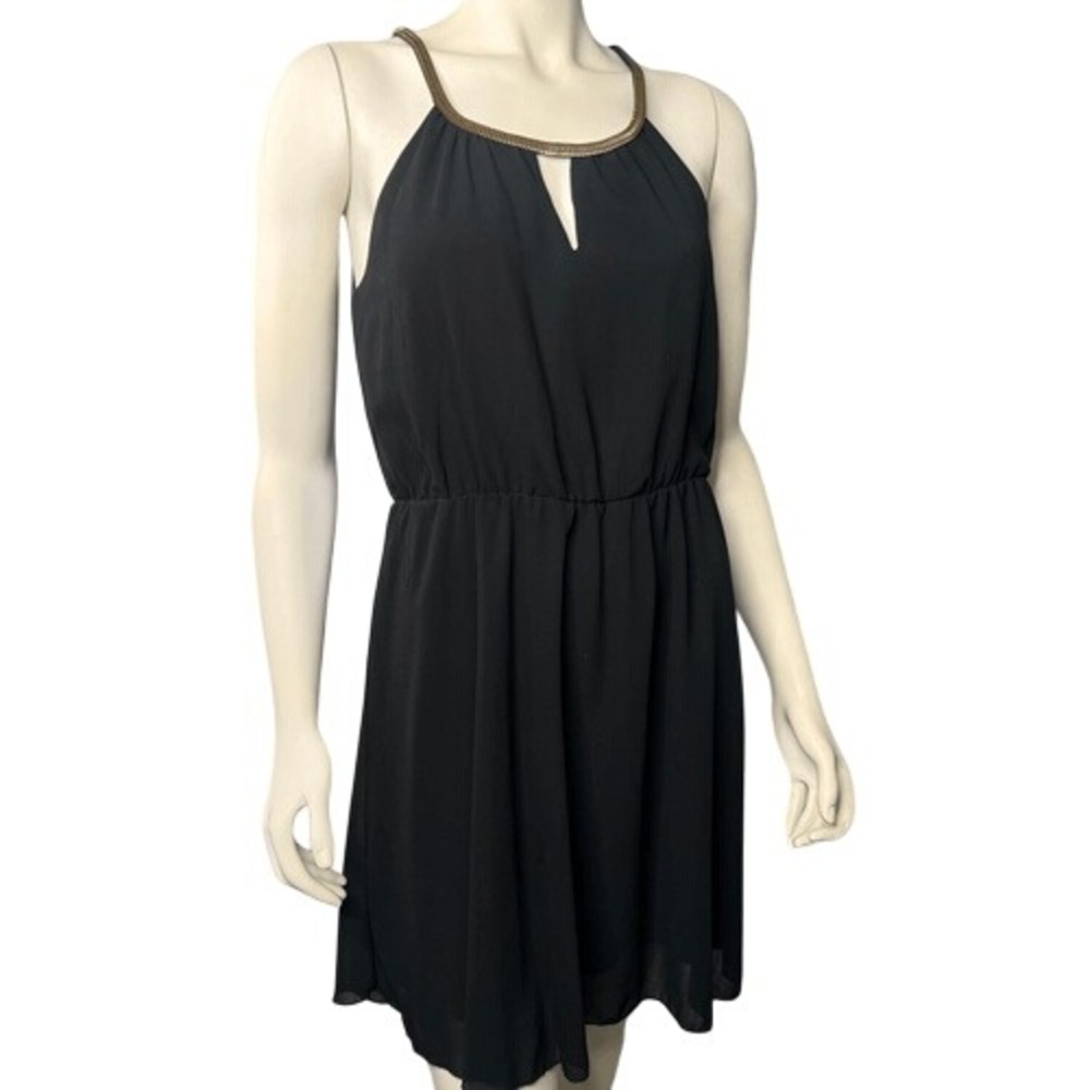 Little Black Dress Medium Gold Chain Detail Glam Prom Slimming Date Night